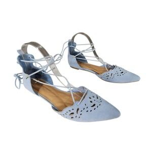 Christian Siriano Flats 8.5‎ Women Josephine Baby Blue Lace Point Toe Laser Cut